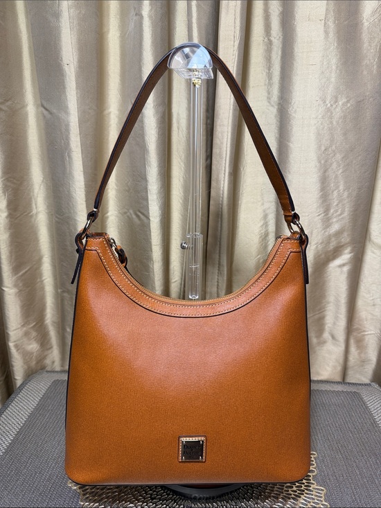 Dooney & Bourke Handbags - Dooney & Bourke Saffiano Leather Hobo Shoulder Bag - Cognac / Caramel (EUC)